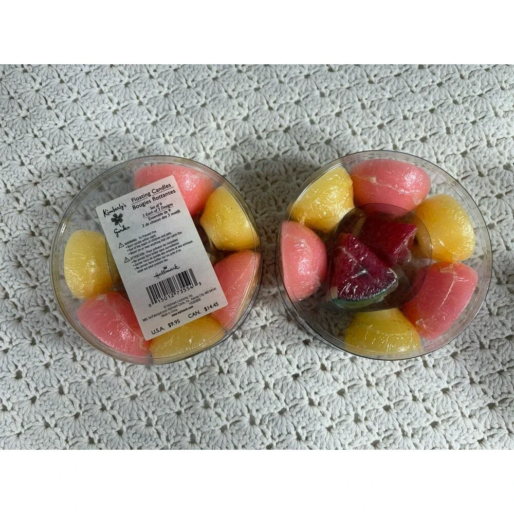 2 Kimberly’s Floating Candles Bougies Set Of 9 Oranges Lemons Watermelon Fruits